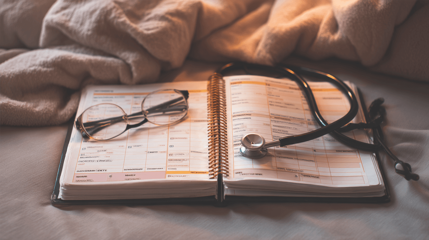 Clean weekly planner with nursing shifts filled in ste